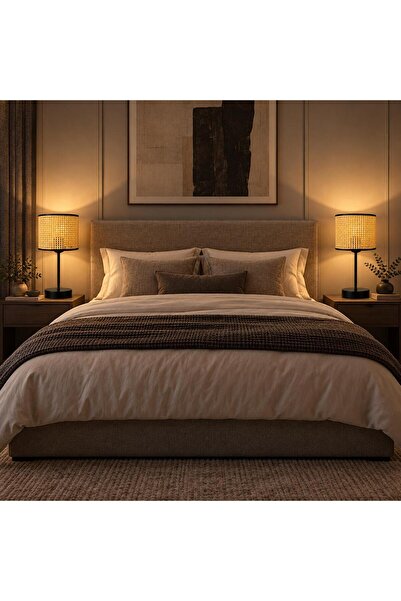 retro home design Hazeran Model 2 li Set Modern Rattan Yatak Odası Komidin Sa...