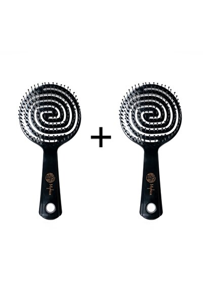 Myhica Pro Three Dimensional Oval Hair Brush Black Set of 2