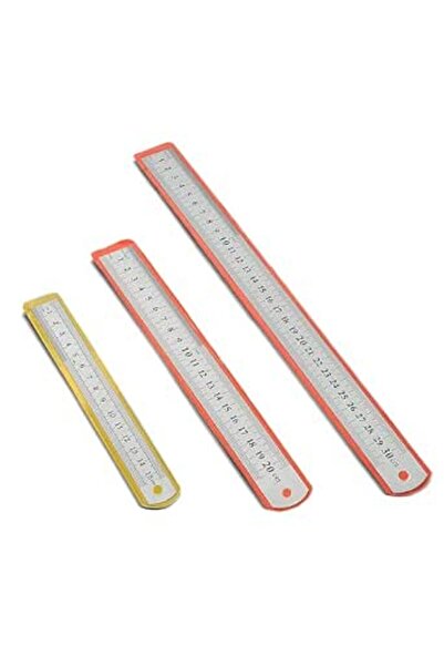 GENERAL 3-Pack Stainless Steel Metal Ruler Set 30cm/20cm/15cm (Silver, Double...