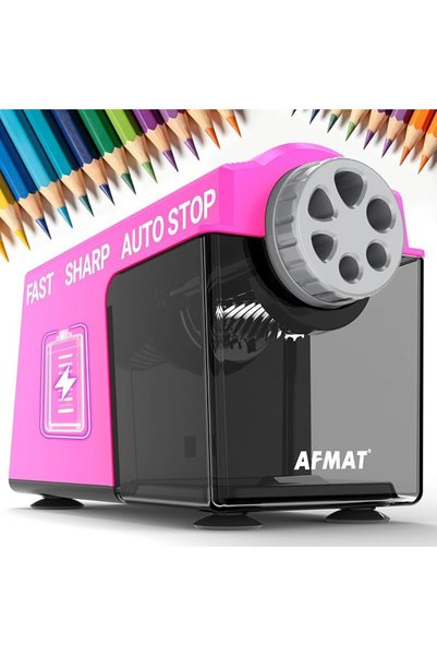 AFMAT مبراة أقلام كهربائية قوية التحمل، 6 فتحات، لاسلكية وقابلة لإعادة الشحن،...