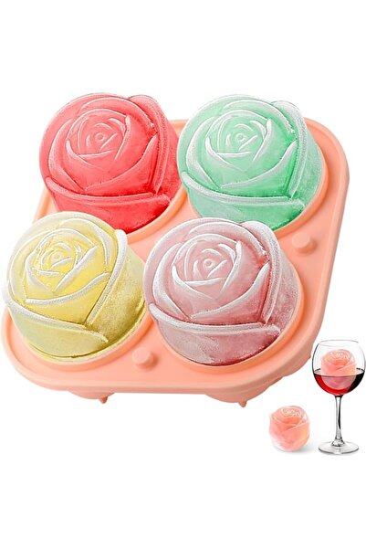 GENERAL Ice Cube Tray with Lid - Silicone Rose and Heart Rose Ice Cube Mold f...