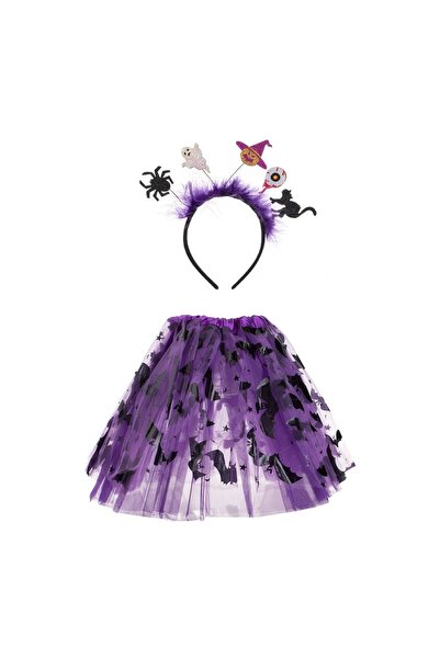 OEM Set Deghizare de Halloween cu Fusta Tutu Mov Lilieci Coronita Par Neagra ...