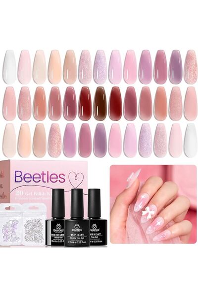 beetles Gel Polish Beetles Summer Gel Nail Polish Set Green Pink Blue Glitter...