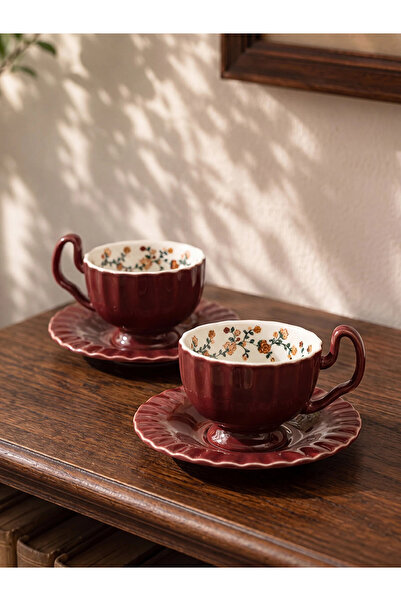 LC Waikiki Lcw Home Mixed Floral 2-Person Porcelain Coffee Cup Set