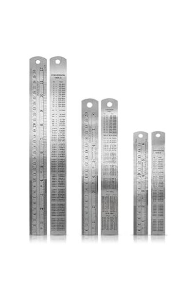 GENERAL 3-Pack Stainless Steel Metal Ruler Set 30cm/20cm/15cm