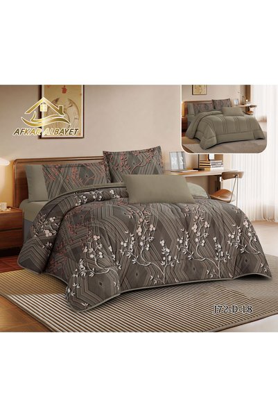 Afkar Albayet Floral Nefren Summer 6 Piece Microfiber Bedspread - Quilted Com...