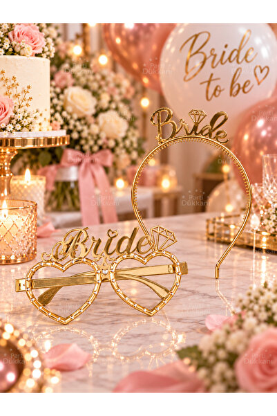 Parti Dükkanı Bride Crown and Heart Glasses Set of 2 Gold Mica – Bachelorette...