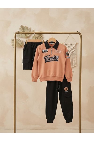 WİKİBOOM Cargo Pocketed, Standing Collar, Zippered, 2-Thread Seasonal Boys' Suit
