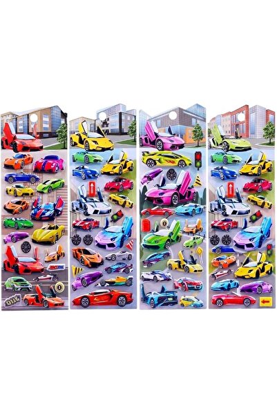 TERRIFI 3D Race Car Puffy Stickers, 4 Sheets Removable Reusable Bubble Decals...