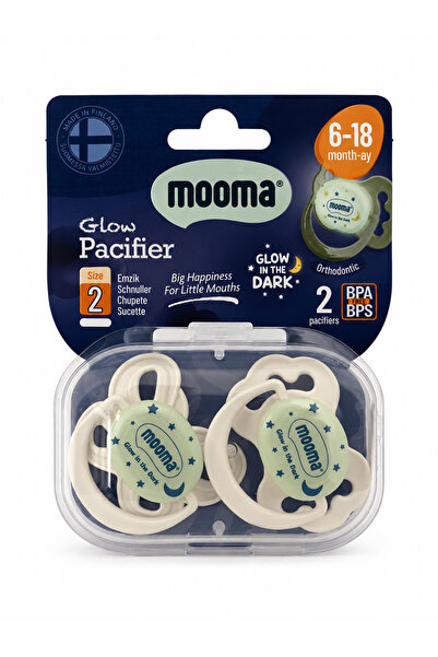 MOOMA Glow Serisi Doğal Hissiyatlı Gece Parlayan Simetrik uçlu 2li Emzik 6-18...