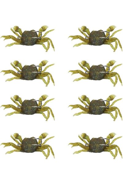 GENERAL 8Pcs Artificial Crab Lures Soft PVC Fishing Bait with Hooks 3D Simula...