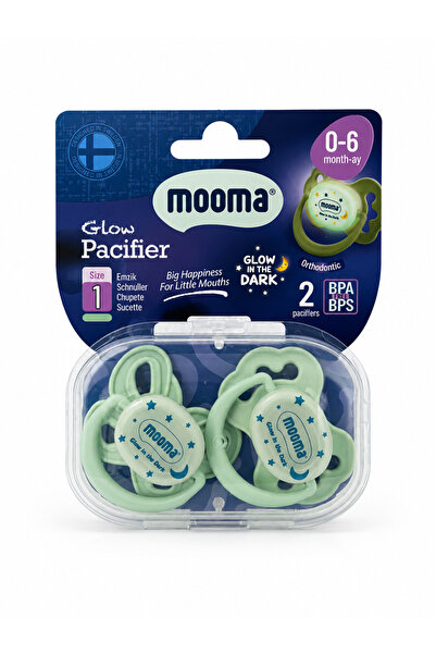 MOOMA Glow Serisi Doğal Hissiyatlı Gece Parlayan Simetrik uçlu 2li Emzik 0-6 ...