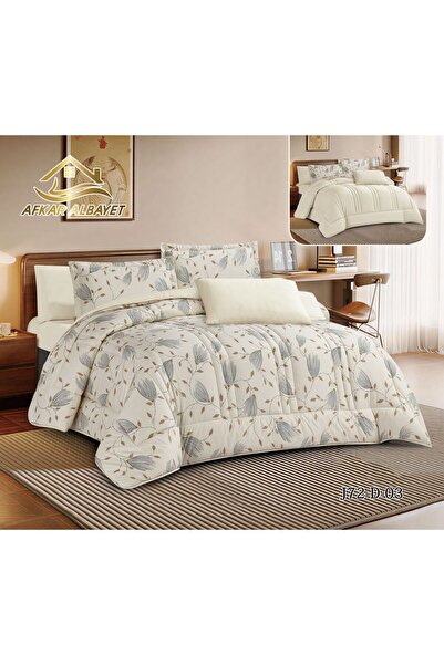 Afkar Albayet Floral Nefren Summer 6 Piece Microfiber Bedspread - Quilted Com...