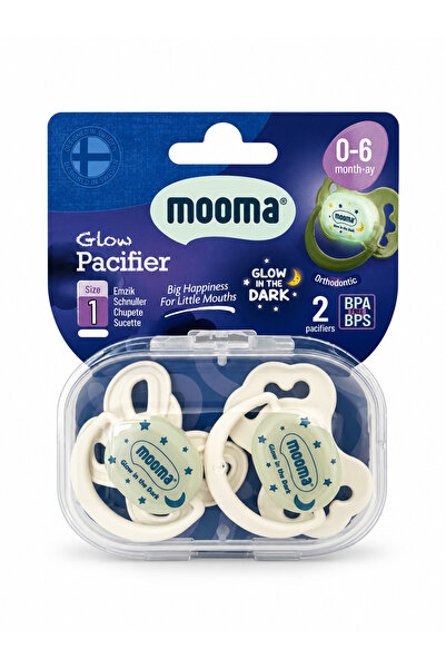MOOMA Glow Serisi Doğal Hissiyatlı Gece Parlayan Simetrik uçlu 2li Emzik 0-6 ...