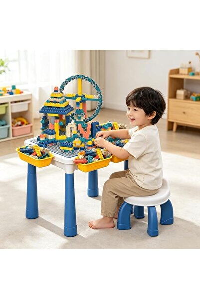 GENERAL 6 in 1 Building Block Table Kids Table Chair Set Multi-Functional Kid...
