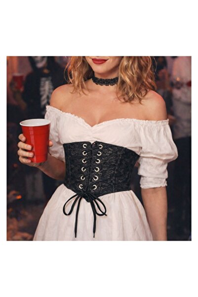 OEM Curea Corset Gothic cu Dantela – Accesoriu Vestimentar pentru Deghizări C...