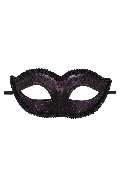 OEM Masca Deghizare Fancy Neagra Brodata & Glitter Mov – Look Horror pentru H...