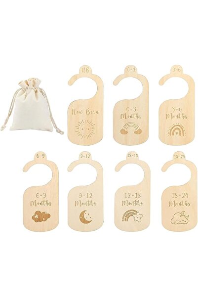 Yelajoy 7 PCS Baby Closet Dividers,Wooden Clothes Size Organizer