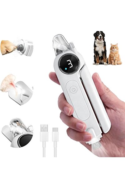 TERRIFI 2 in 1 Electric Dog Nail Grinder and Clipper with Dual LED Lights, Qu...