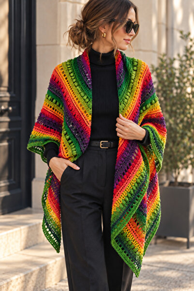 Generic Brand Hand Painted 100% Wool Women's Shawl – Hand Knitted Soft Lightw...