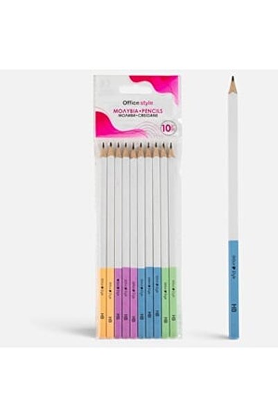 CBD CORAL BEST DEALS Set de creioane HB pătrate albe multicolore - 10 bucăți