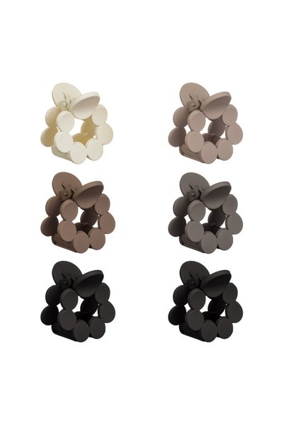 DD SHOP Set Clame Par Cercuri de Nuante Maro Mate pentru Femei 4cm - 6buc