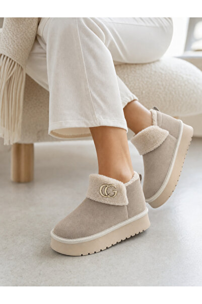 sümmy shoes Kadın Tokalı Kürk Detaylı Mini Bot