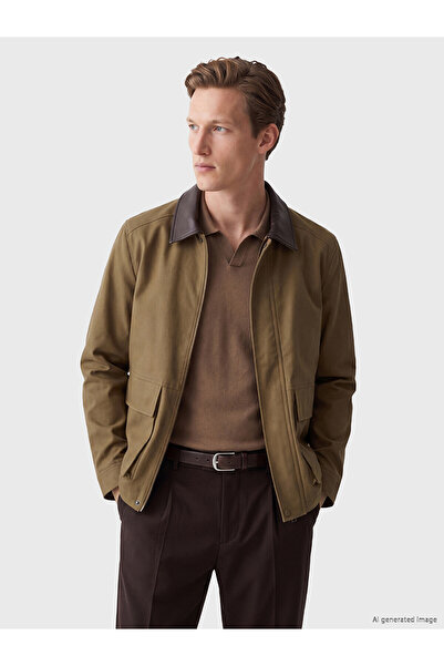 LC Waikiki Nevavm Farkıyla Southblue Brown Contrast Collar Men's Jacket