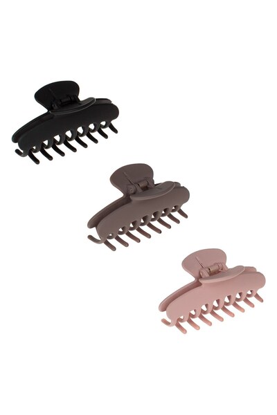 DD SHOP Clame de Par Taupe Nude Neagra Mata pentru Femei 10cm - 3buc