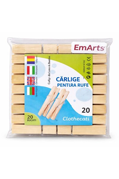 Emart Set de clești de rufe, din bambus, 20 bucăți