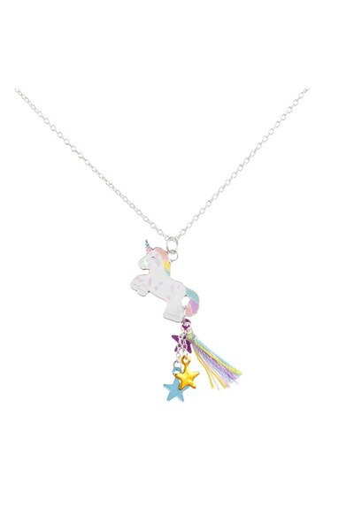 DD SHOP Colier cu Lant Argintiu Pandantiv Unicorn Stele Ciucure pentru Copii
