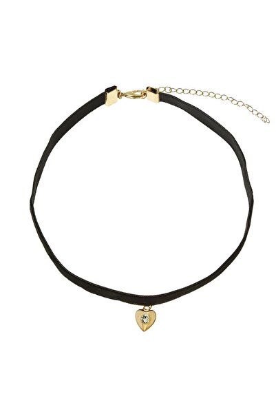 DD SHOP Colier Chocker Negru Catifelat cu Inima de Culoare Aurie pentru Copii
