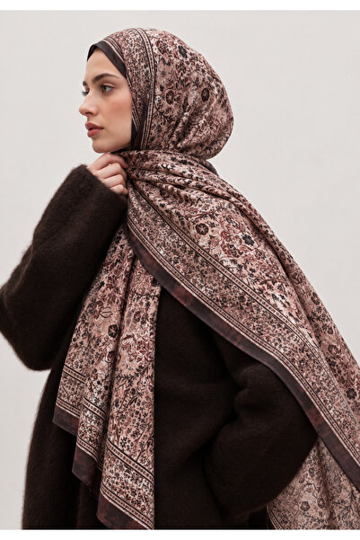 AGAPI Brown Ethnic Patterned Cotton Shawl – Soft Textured Patterned Women's S...