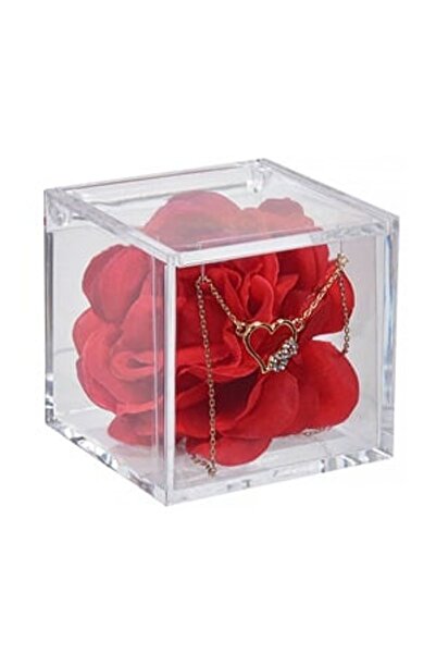 DD SHOP Lant Auriu cu Inima Infinit & Trandafir in Cutie 6x6x6cm - Cadouri Bi...