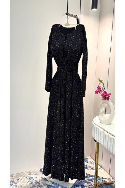 Lia Elegant Black Dress with Purple Shine