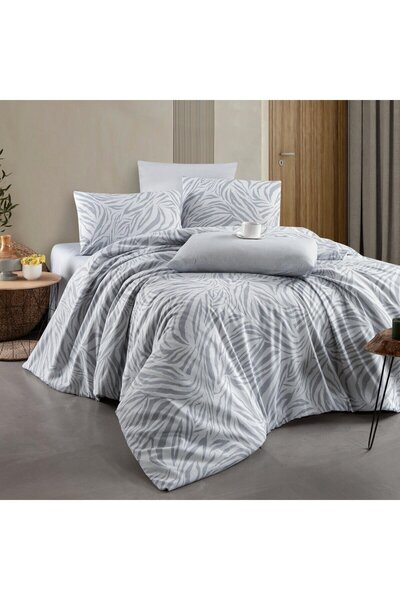 OEM Cotton Duvet Cover Set , Zebra Grey, 2 persons, grey, set of 4 pieces