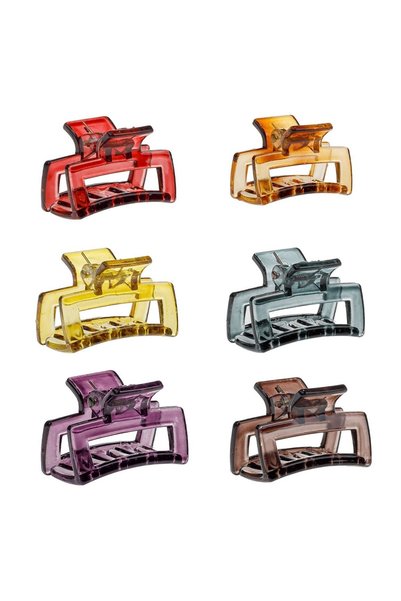 DD SHOP Clame Par Colorate Transparente Dreptunghiulare pentru Femei 4cm - 6buc