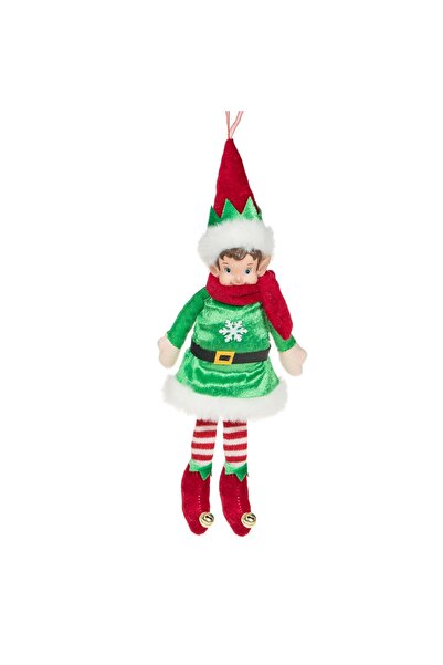 DD SHOP Figurina Decorativa de Craciun Spiridus cu Fular Rosu Haina Verde Ful...