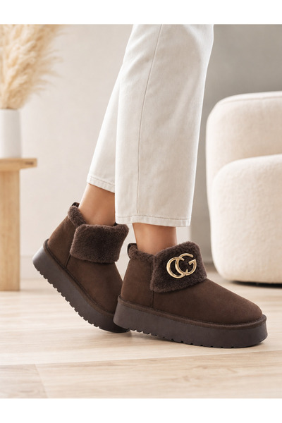 sümmy shoes Kadın Tokalı Kürk Detaylı Mini Bot