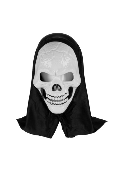 DD SHOP Masca de Halloween Schelet Alb cu Acoperire Cap Neagra - Masti Deghiz...