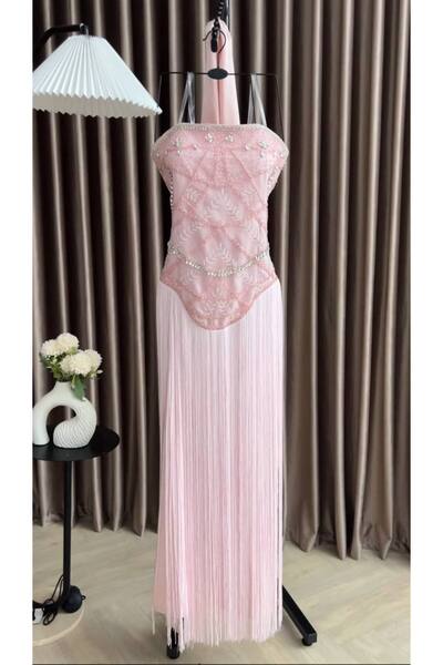 Dubai Luxury Evening Dress in Light Pink