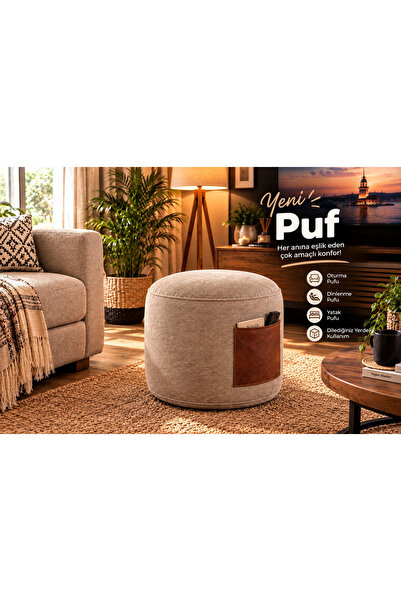PUFYMAX Bohem Dekoratif Puf,ayakucu pufu,çok amaçlı cepli puf 45X40cm Yıkanab...