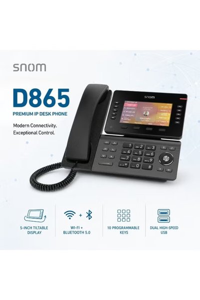 Snom d865 desk phone 5 inch 1280x720 color display dual band wifi bluetooth 5...