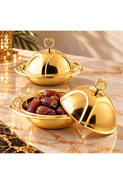 Dania Luxury Decorative Dome Lid & Handle Design Gold Finished Dates & Sweet ...
