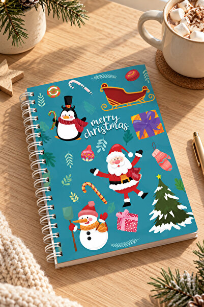 Paytak Moda New Year Merry Christmast Patterned A5 Spiral Colorful Notebook 4...
