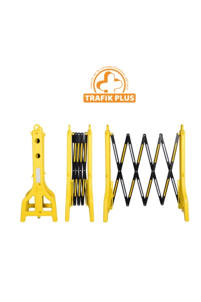 Akordiyon Bariyer Sarı 255 x 95 Cm, Plastik Bariyer