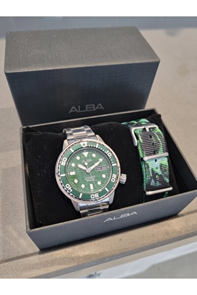 Alba Automatic-New Model Green Dial Seiko Movement with Spare Strap 10 Atm Wa...