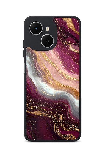 TECNO Spark 40C Compatible Burgundy Marble Patterned Camera Protected Shockpr...