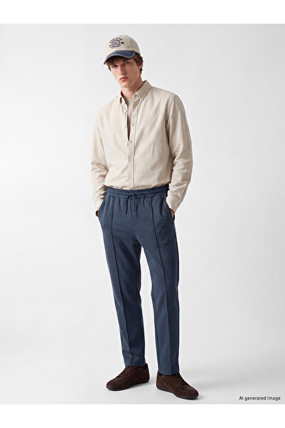 LC Waikiki Nevavm Farkıyla Xside Navy Blue Regular Fit Soft Touch Men's Trousers