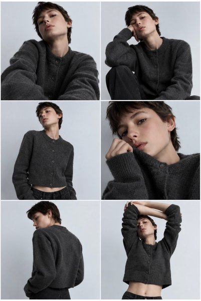 LUSHİGO Women's Buttoned Cardigan Women's Tilia Crop Smoked Knit Cardigan
